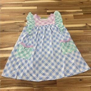Millie Loves Lily Pastel Gingham Dress with Ruffle Sleeves size 5 Cozy Soft